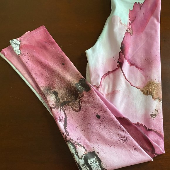 Fashioning Art Pink Watercolor Print Leggings Sz XS Athleisure Artsy Barbiecore - Picture 8 of 8